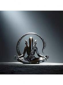 1 件冥想外星人雕像，创意设计，营造个性化氛围，适合收藏、花园装饰、瑜伽、圣诞礼物 - 彩色 - 查看 2