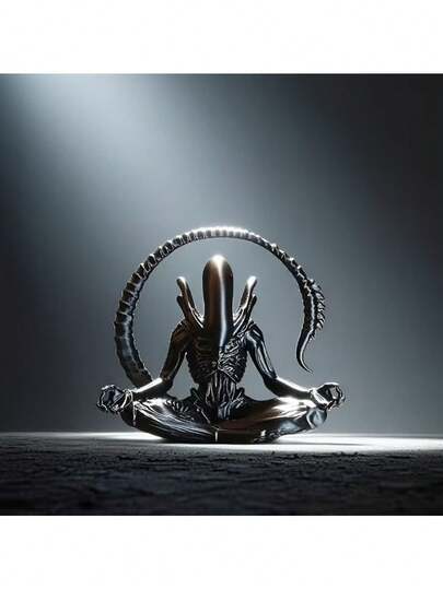 1pc Meditating Alien Figurine, Creative Design For Personalized Ambiance, Suitable For Collection, Garden Decor, Yoga, Christmas Gift