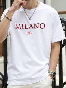 ZIVRE Men's Short Sleeve Casual T-Shirt With Letter Graphic Print, For Friends - White - View 12