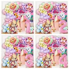 Paw Patrol 官方授权粉色系列木瓜数码乳胶铝制拱形气球，生日派对装饰，0-9岁快乐气球套装，完美生日礼物，性别揭晓派对墙面装饰，母亲节气球套装，毕业婚礼纪念气球套装 - 彩色 - 查看 2