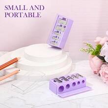 2 Pcs 5 Point Manual Pencil Sharpener With Plastic Lid Makeup Eyeliner Pencil Sharpener - Purple - View 7
