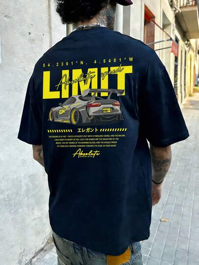 Men's Summer Fashion Minimalist Racing Element Print Round Neck Short Sleeve T-Shirt | Basic Style Street Casual Versatile Top