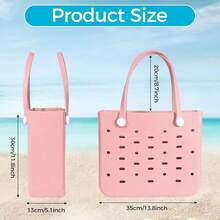Medium Rubber Beach Bag For Men & Women, Large Capacity Rubber Travel Tote Bag For The Beach Boat Pool - 新粉紅色 - 查看 3