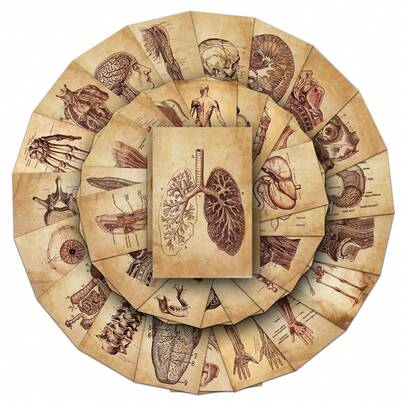 50pcs Vintage Cartoon Anatomy Stickers, Suitable For Notebooks, Laptops, Water Bottles, Guitars, Bicycles, Motorcycles, Luggage, Skateboards, Graffiti, Cute Stickers, Best Gift For Teenagers And Young Adults