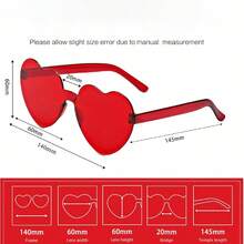 1/6/12/20 副心形无框派对眼镜，男女皆宜的装饰性心形眼镜，派对礼品 - 紅色 - 查看 5