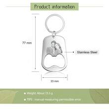 1pc Personalized Silver Photo Keychain, Customized Bottle Opener Keyring, Men's Dad Grandpa Keychain, Engraved Beer Bottle Opener, Gift For Boyfriend, Birthday, Anniversary, Father's Day, Valentine's Day - Silver - View 2