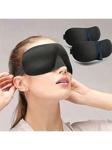 1pc 3D Contoured Sleep Mask, Blackout Eye Mask Suitable For Travel & Sleeping - A - View 7