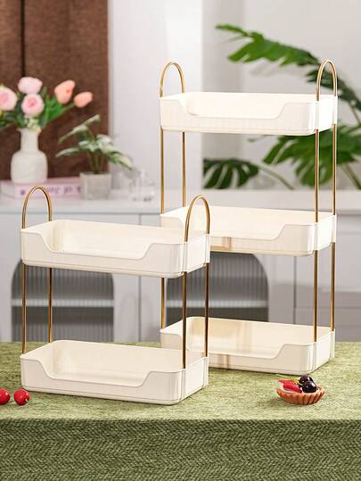 2/3 Tier Multifunctional Storage Tray, Plastic PET Material, Unbreakable, Reusable Dessert, Snack, Bread & Cake Serving Platter, Suitable For Various Occasions Like Festivals, Weddings, Parties, Also For Water Cups, Cosmetics, Kitchen, Bathroom Storage