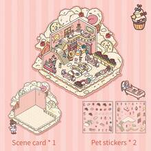 3pcs Cartoon 3D Stereoscopic Stress-Relieving Diorama Stickers, Creative Miniature Scene Collage, DIY Scrapbooking Stickers - Style 1 - View 7
