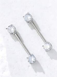 10件套极简主义杠铃、水晶球、锥形不锈钢舌环和乳环，适合女性日常佩戴的身体饰品 - 10件組合 - 查看 4