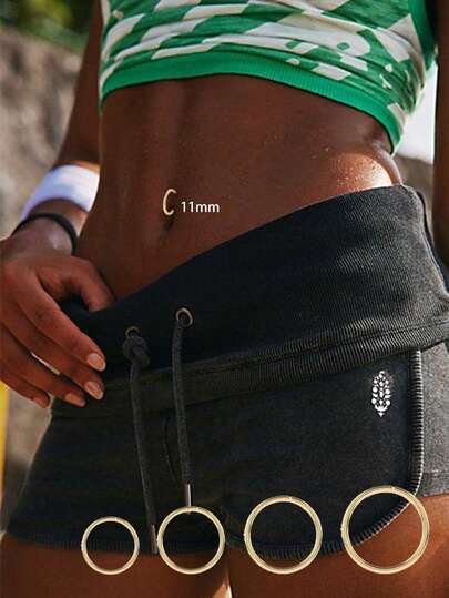 FOREVER QUEEN 1枚925纯银简约闪亮肚脐环，女士款，可选尺寸：8毫米、9毫米、10毫米、11毫米，适合日常佩戴