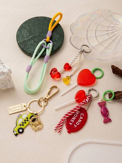 1pc Fashion Bohemian Style Keychain, Love Duckling, Candy, Car, Tassel Rope Pendant, Suitable For Handbags, Backpacks, Makeup Bags, Suitcases, Keychains, Woven Accessories.