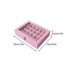 24 Grids Earring Storage Organiser Velvet Jewellery Box Earring Box Jewellery Storage Display Box For Rings Earrings Charms Pendants Pink - Pink - View 3