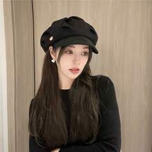 女士八角贝雷帽，配有可调节绳子和金属扣，户外休闲时尚配饰，适合春、夏、秋季佩戴，可作帽子或时尚口罩，设计优雅，采用优质面料。 - 雲朵款 - 查看 19