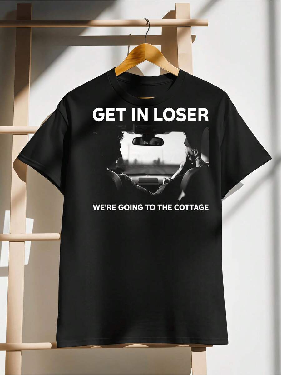 Heated Rivalry, Im Coming To The Cottage Tee Get In Loser We're Going To The Cottage M11109 T-Shirt - Black - View 1