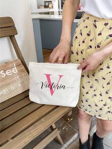 Customized Makeup Bag Personalized Small Pouch Customized Cosmetic Bag Customized Letter Name Logo Storage Bag Lightweight Zipper Makeup Travel Bag - Multicolor - View 2
