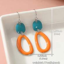 1 Pair Simple Bright Oval Pendant Earrings, Handmade Earrings, Casual & Vacation Style Earrings For Women - Two-color - View 6