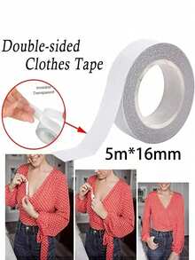 1 件装防眩光双面胶带，双面身体胶带反向衣服胶带贴纸适用于胸带衣服连衣裙 - 白色 - 查看 2