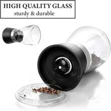 1PC Manual Pepper Grinder Bottle,Kitchen Sea Salt Pepper Coffee Grinder Stainless Steel Household Manual Glass Grinder, For Cooking Table RV BBQ, Black And White Kitchen Decor And Accessories,Capacity 100ML - 黑色 - 查看 4