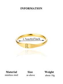 18K镀金不锈钢迷你字母戒指，简约字母婚礼首饰，优雅派对及节日配饰，送给妈妈/女儿/闺蜜的圣诞礼物 - 字母 - 查看 30