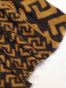 1pc Women's Autumn/Winter Faux Cashmere Tie-Dye Geometric Scarf, Thick Warm Tasseled Embroidered Bohemian Style Travel Shawl Poncho - Multicolor - View 8