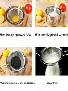 1pc Fine Mesh Strainer, Stainless Steel Colander, Multipurpose Kitchen Tool For Sifting Flour, Tea Leaves, Frying Oil, Coffee Grounds, Juice, Cooking And Baking - View 8