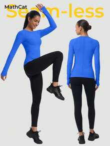 MathCat 3 Pack Women's Compression Shirt Long Sleeve Workout Tops Athletic Baselayer Quick Dry Gym Yoga Running T-Shirt - Đen, Trắng, Xanh hồ - Xem 6