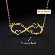 1 Gold And Silver Personalized Customized Double Heart Double Name Infinite Necklace, Stainless Steel Customized Infinite Name Necklace Pendant Personalized Necklace Jewelry Birthday Gift, Unique And Meaningful Gift, High-End Gift For Valentine's Day, Birthday, Anniversary, Graduation Ceremony, Christmas, Family, Friends And Classmates - Multicolor - View 1