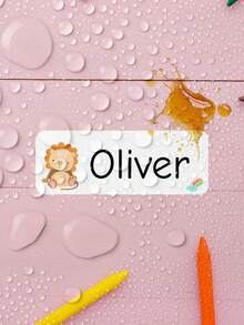 1-240 piezas Pegatinas de papelería personalizadas - Etiquetas con nombre personalizadas, pegatinas con texto personalizado, pegatinas resistentes al agua y al aceite, pegatinas transparentes, etiquetas reutilizables sin planchar, pegatinas con patrones de animales de dibujos animados, perfectas para loncheras de estudiantes, papelería - Estilo 1 - Ver 10