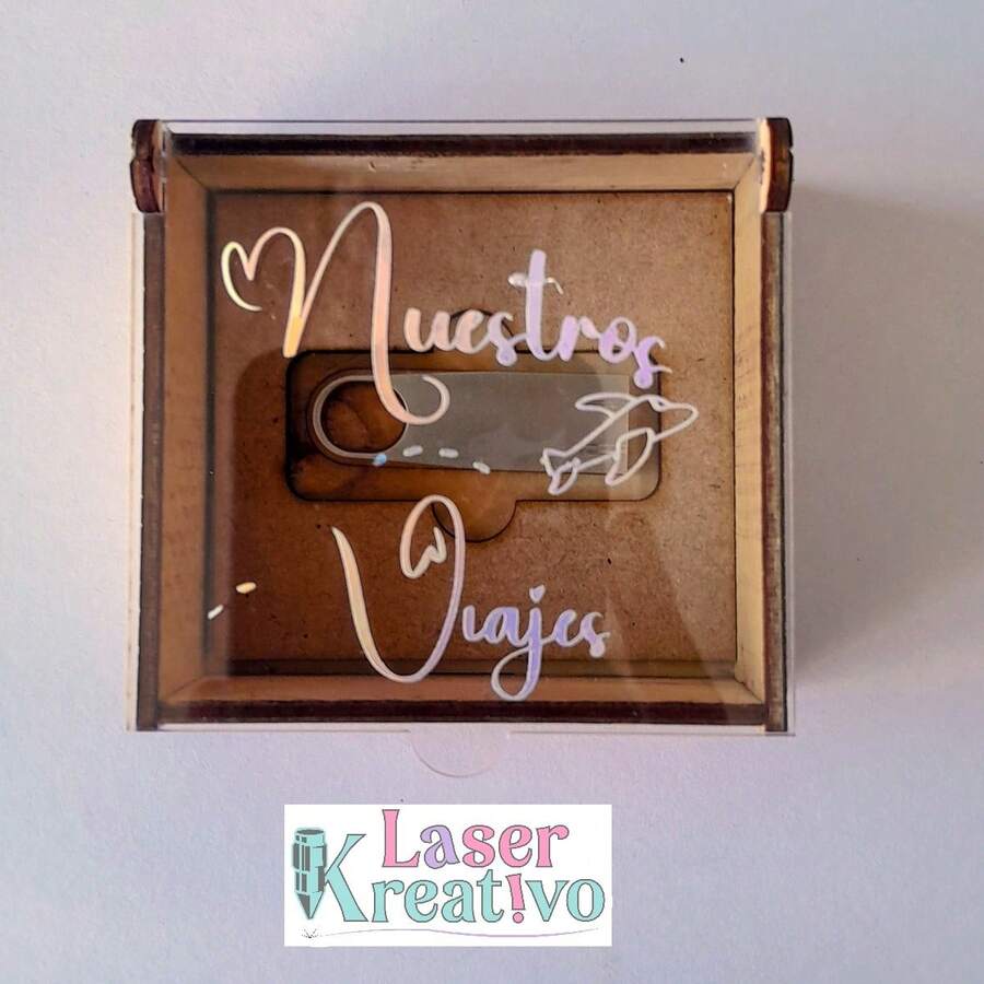 Caja Guardar para USB en Triplay Natural 3 MM (7 x 7 cm) - Multicolor - Ver 1