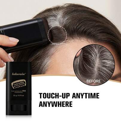 lakerain 1支速效染发棒，防水持久遮盖白发，使用方便，便于携带，适合日常、派对、通勤、旅行，男女通用染发棒