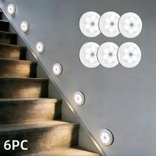 1pc/3pcs/6pcs Motion Sensor Light, Battery Powered LED Night Light, Stick Anywhere Cabinet Light, Stairway, Hallway, Bathroom, Bedroom, Kitchen Wall Lamp - Round Sensor Light - View 12