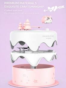 1个可爱猫咪蛋糕迷你加湿器，7色LED夜灯，300毫升大雾量，超静音≤30分贝，智能定时顶部加水，Type-C充电线，情人节礼盒，适用于家庭、睡眠、办公室 - 彩色 - 查看 5