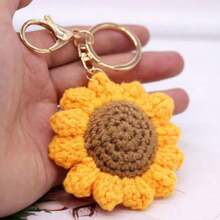 1 Móc khóa đan hoa hướng dương, vòng lò xo vàng sáng tạo, mặt dây chuyền kim loại trang trí cho túi xách, thích hợp để trang trí hàng ngày, phụ kiện ô tô, túi xách, đồ dùng học tập, phong cách Goth Y2k dễ thương - Màu vàng - Xem 4