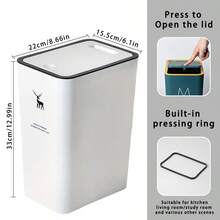 1pc YOURSUN Rectangular Trash Can With Lid, Thick & Durable PP Material, Compact & Portable, Odor-Proof & Wear-Resistant, Simple & Versatile Style, 4 Color Options, Smooth Surface For Easy Cleaning, Practical Garbage Collection, Effectively Blocks Odor, Suitable For Bathroom, Living Room, Bedroom, Small Apartment Corners And Other Daily Home Scenarios, Ideal Accessory For Bathroom Decor And Storage, Also A Great Home Organization Item. - Multicolor - View 11