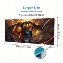 1pc Extra Large High-Definition Flame Demon Mousepad, Extra Long Mousepad, Desktop Pad, Stitched Edge Mousepad, Non-Slip Rubber Base, Keyboard Pad, Gaming Mousepad - Mouse Pad - View 6