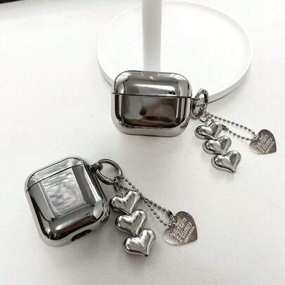 防震镀银心形蓝牙耳机保护套，兼容苹果1/2/3/Pro，春季礼物