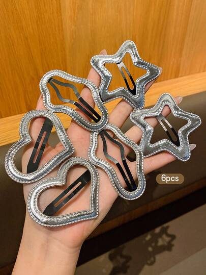 6个银色时尚BB夹，适合日常佩戴的发饰