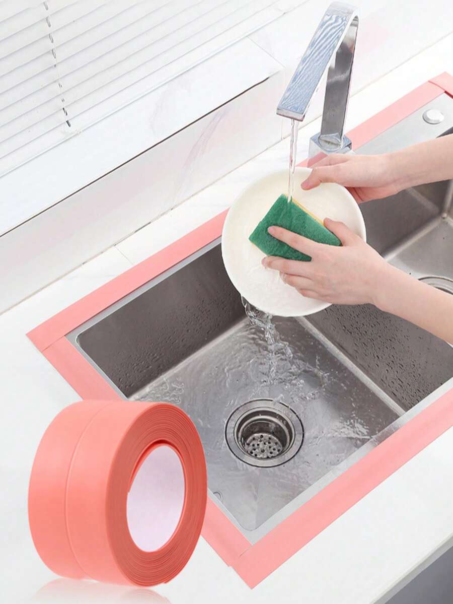 厨房防水胶带，可裁剪防霉密封条，墙贴，水槽边缘密封胶，强力粘性墙钩，无需钻孔，透明，无缝厨房墙钩 - 均碼 - 查看 1
