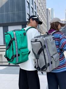 1个多功能大容量健身包，男女通用旅行背包，带隐藏式肩带和拉杆，干湿分离设计，时尚青春风格，适合短途旅行和都市探险，有黑色/黄色/灰色/浅蓝色可选 - 彩色 - 查看 8