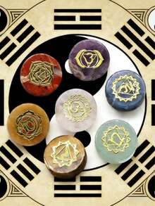 每套7件——心形圆形饰品，代表七个脉轮。理想的情人节礼物，适合瑜伽和冥想，由水晶和宝石制成。 - 彩色 - 查看 1