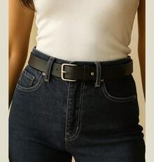 Women's Casual Silver Buckle Belt - màu đen - Xem 3