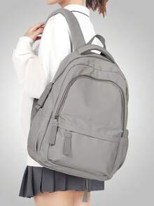 Cute School Bag For Teen Girls Middle School Backpack College Students Bookbag For Teen Girls Boys, Small Classical Casual Outdoor Daypack Travel Backpack Lightweight School Bookbag Work Bag Laptop Backpack For Women Men, The New And Old Versions Are Shipped Out Randomly. - Grey - View 2