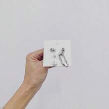 Long, Irregular Earrings; Unique, Simple, And Elegant Stud Earrings; Versatile Asymmetrical Earrings. Suitable For Holidays, Parties, And Vacations. - Bạc - Xem 5