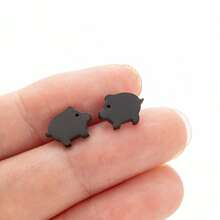 1 Pair Stainless Steel Earrings Cute Squirrel Animal Pendant Fashion Popular Earrings For Women Jewelry Friend Birthday Gifts - Hot Pink - View 7