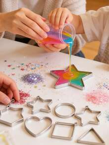 1/5件 304不锈钢PVD镀金心形方形UV树脂硅胶模具耳环底座吊坠连接器珠宝制作 - 彩色 - 查看 9