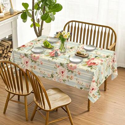 1 Stück Tischdecke mit Blumenmuster - 100% Polyester, rechteckig, gewebt, geeignet für Küche, Esszimmer Zuhause, Partys, Picknicks, Dates, Hochzeiten, Themenfeiern, Innen- und Außenbereich