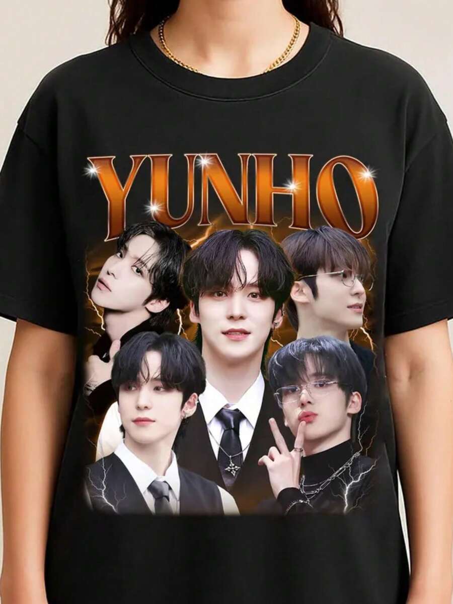 Vintage Yunho ATEEZS T-Shirt, ATEEZS World Tour In Your Fantasy Shirt, AteezS Shirt ATEEZS Members, AteezS Tour Shirt, AteezS Kpop T-Shirt For Fan - 黑色 - 查看 1