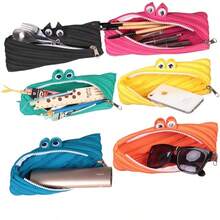 Hộp đựng bút bằng nylon hình quái vật nhỏ dễ thương, tối giản, có khóa kéo, dung tích lớn, họa tiết hoạt hình, túi đựng bút ngộ nghĩnh. - Mảnh duy nhất - Xem 2