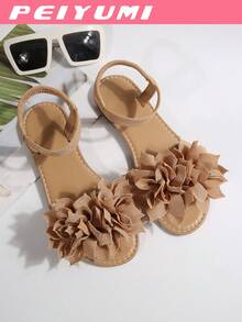 PEIYUMI Women's Sandals, Summer Beach Floral Decor Sandals, Stretchy Elastic, Easy To Carry - Apricot - View 6